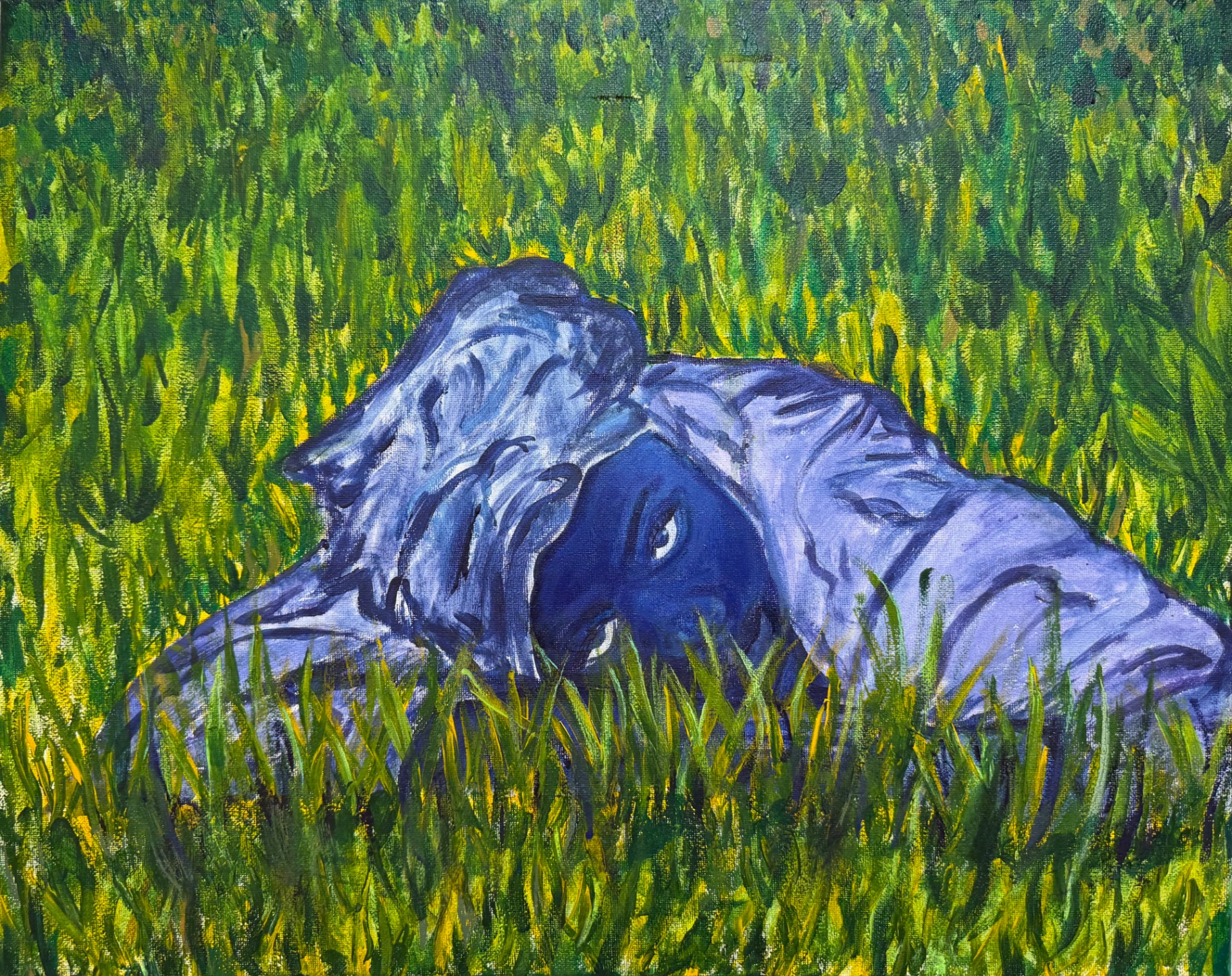 Blue Hour by Aminata Niang — Acrylic on canvas, 18 × 20 in