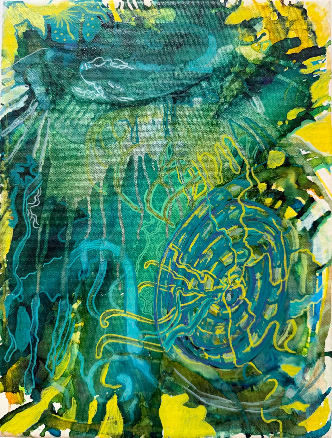 Session I by Aminata Niang — Alcohol ink on canvas, 14 × 9 in